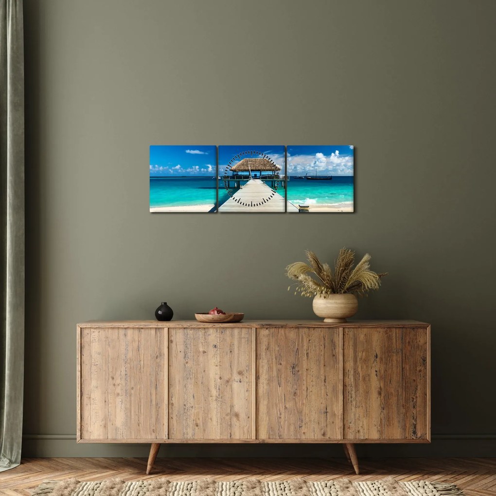 Obraz - Mólo (s hodinami) (90x30 cm)