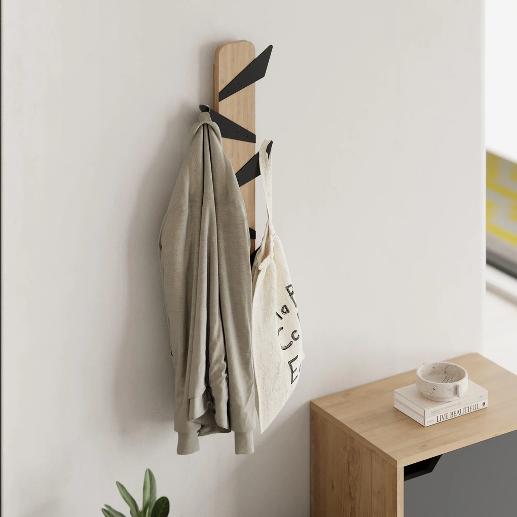 Vešiak do predsiene Houseland ALESTA dub safírový/čierny