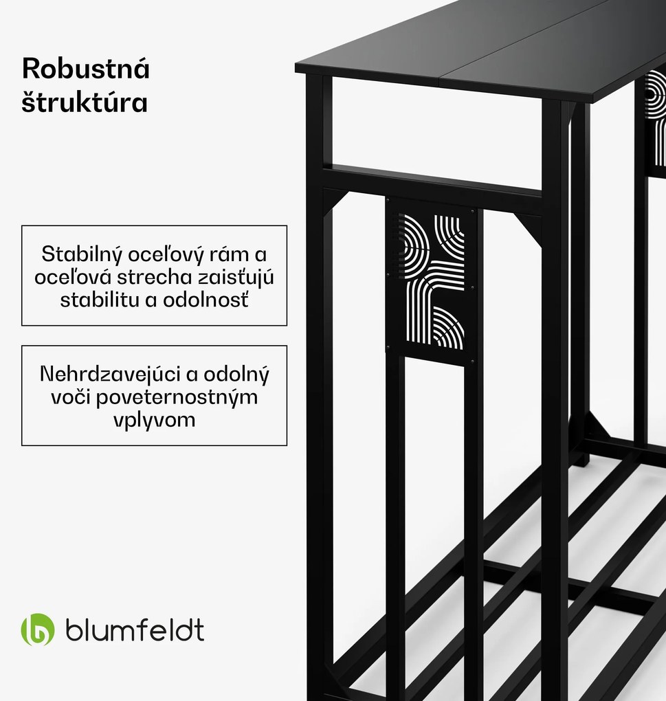 Blumfeldt Valdivian sklad dreva, 1,5 ložného metra, stabilný, oceľ, kryt proti dažďu, taška na prenášanie