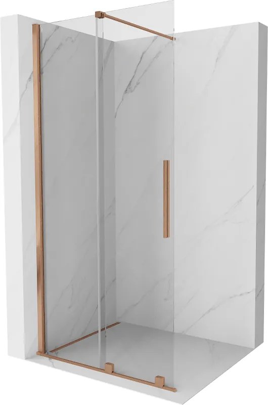Mexen Velar, posuvné dvere do otvoru typ Walk-In 120 cm, 8mm číre sklo, medená matná, 871-120-000-03-65