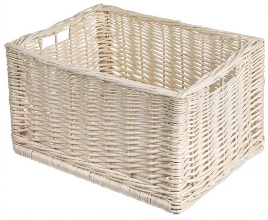 Prútený úložný box, zásuvka, s rúčkou, biela, VRBA, 40x30