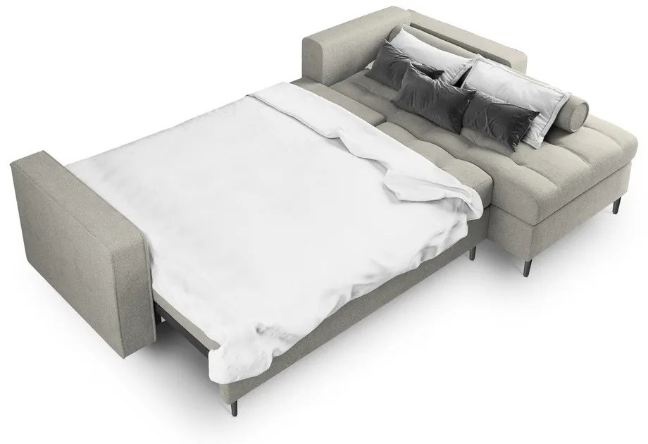 Svetlosivá rozkladacia rohová pohovka Milo Casa Santo, pravý roh