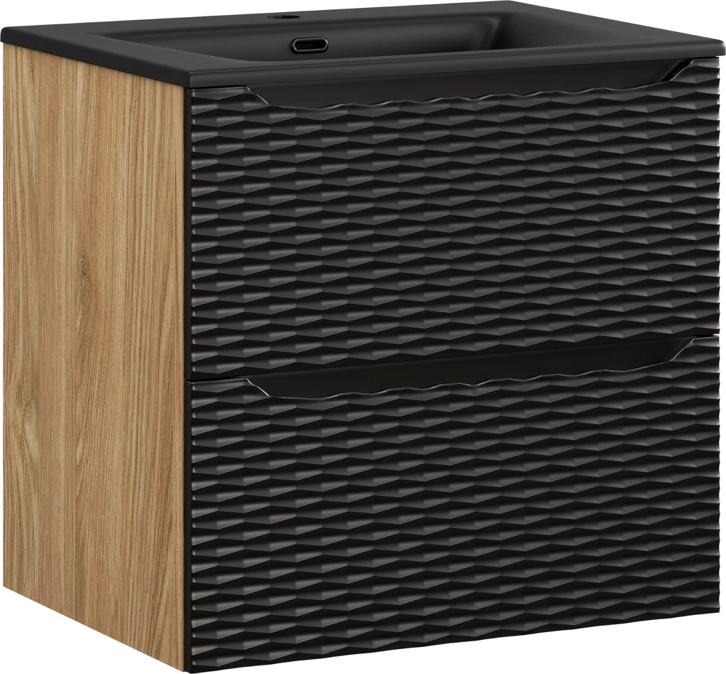 Comad Kúpeľňová skrinka s keramickým umývadlom Ocean Black II 60 cm - čierna matná