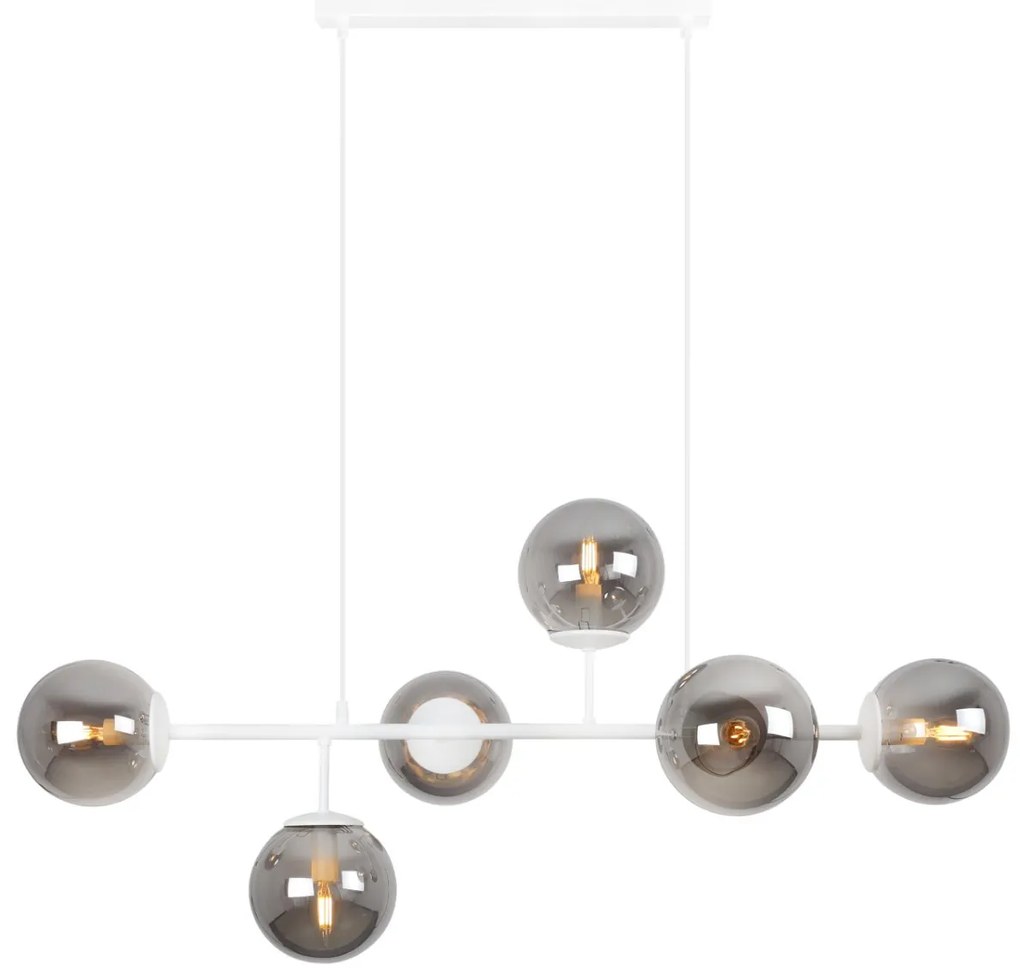 Závesné svietidlo Paris, 6x grafitové sklenené tienidlo, W