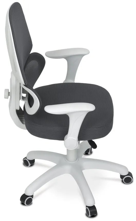 Detská pracovná stolička NANDU — sieť / látka, tmavo sivá