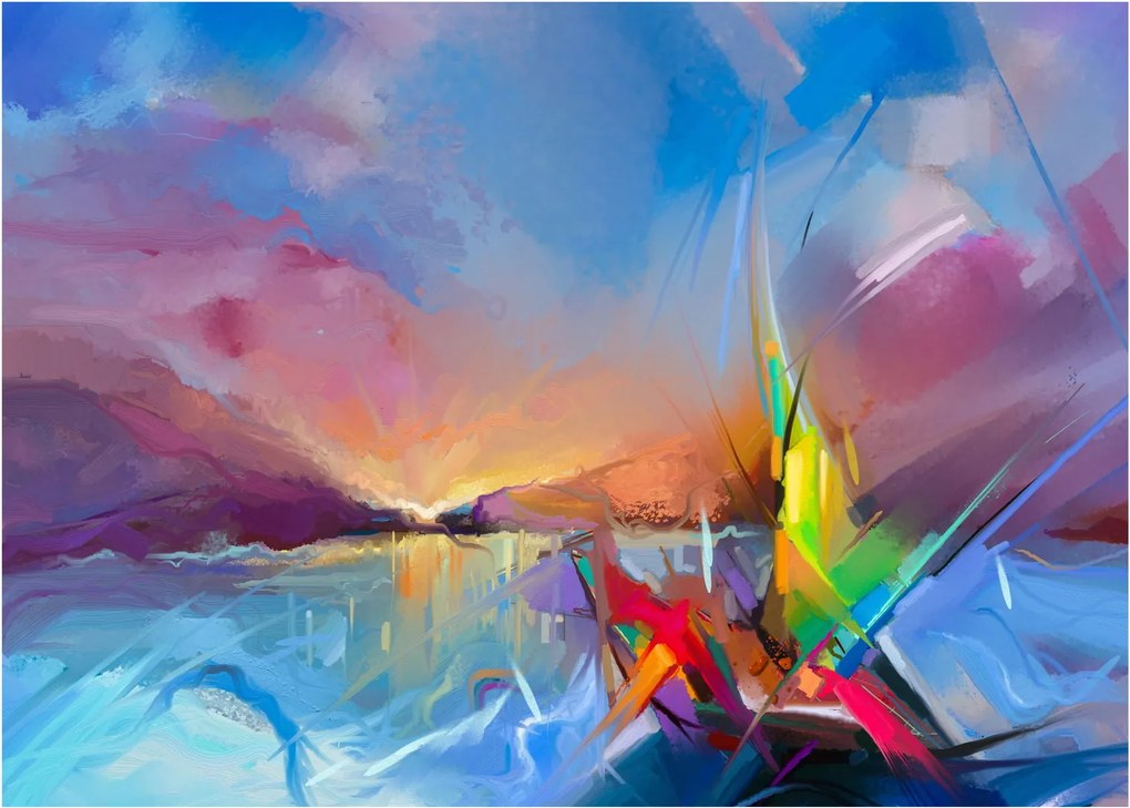 Sklenený obraz - Západ slnka (70x50 cm)
