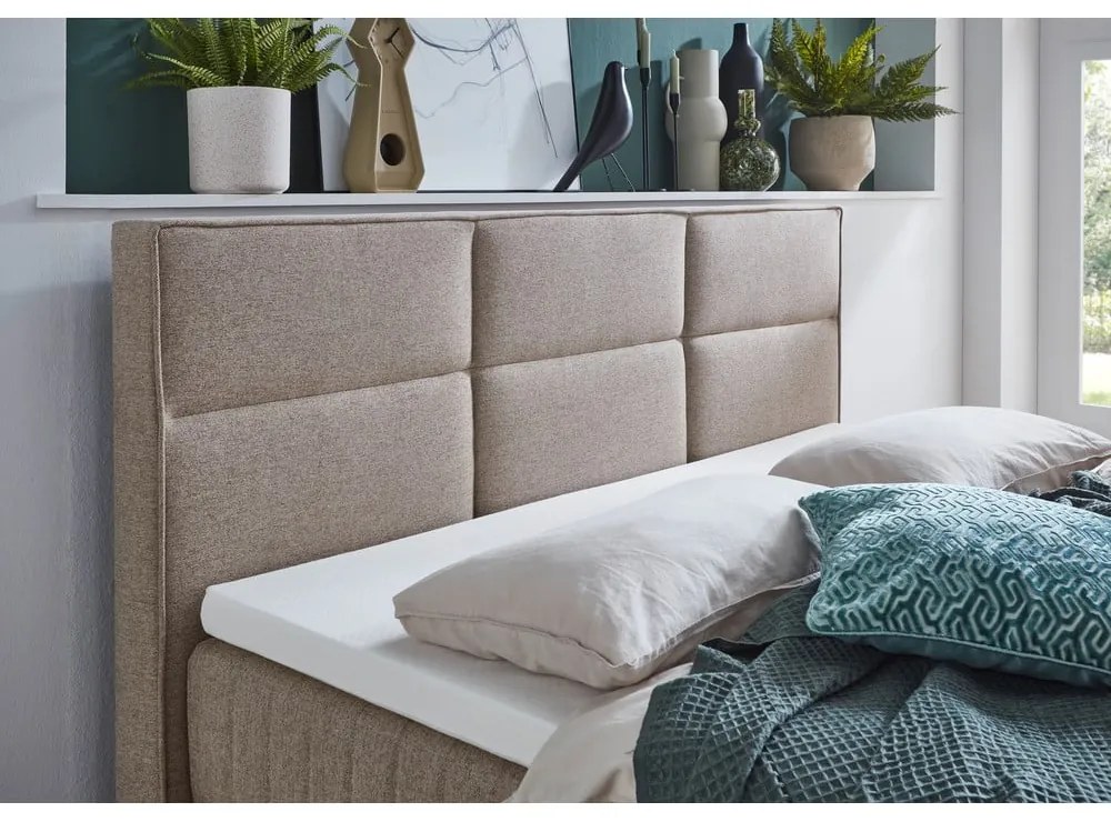 Béžová boxspring posteľ s úložným priestorom 180x200 cm Tambo – Meise Möbel