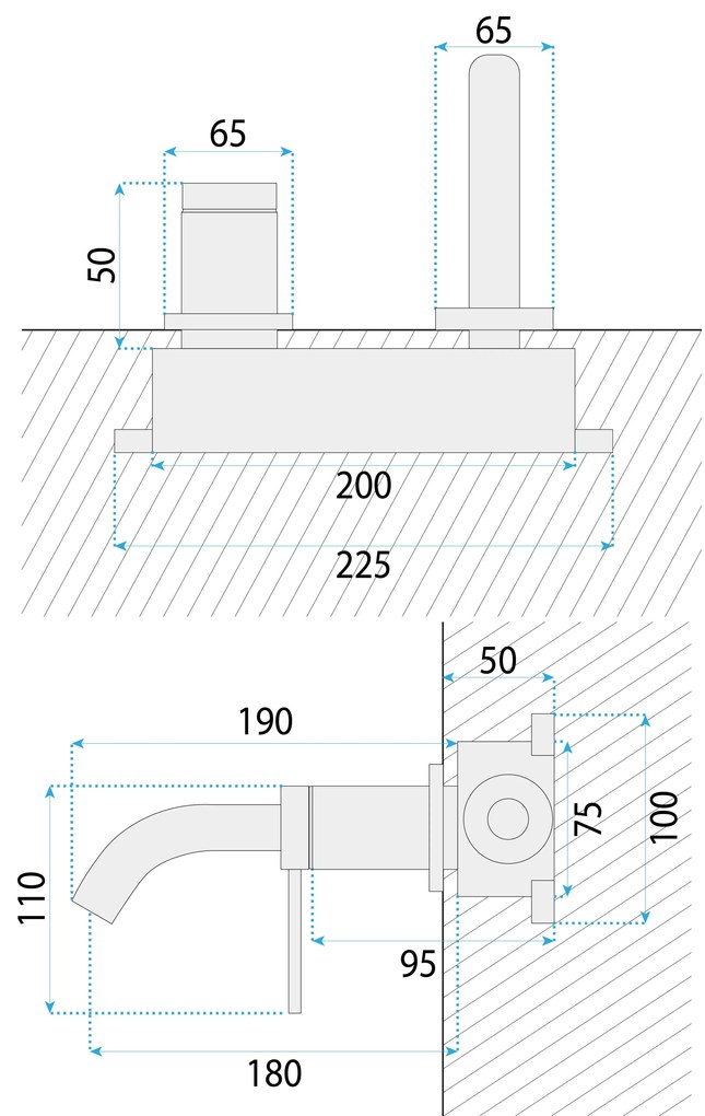 Rea Clif, umývadlová podomietková batéria, zlatá matná, REA-B5841
