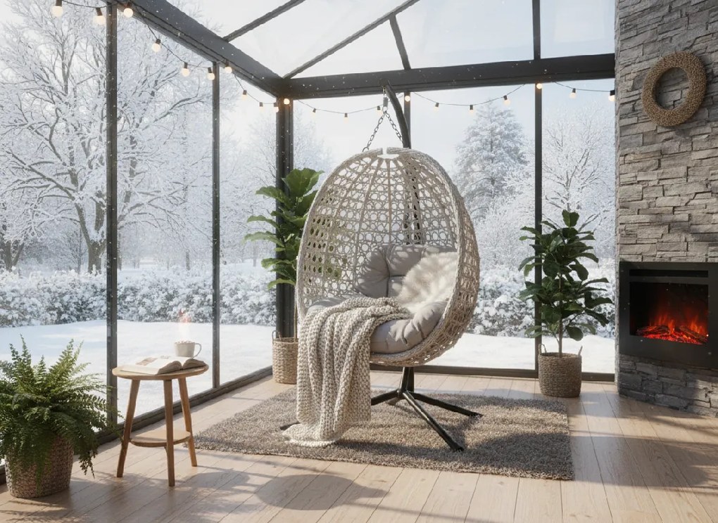 CH SKLADACIA ZÁVESNÁ STOLIČKA DRIM – ŠEDÁ, ŠEDÝ VANKÚŠ, ČIERNY RÁM