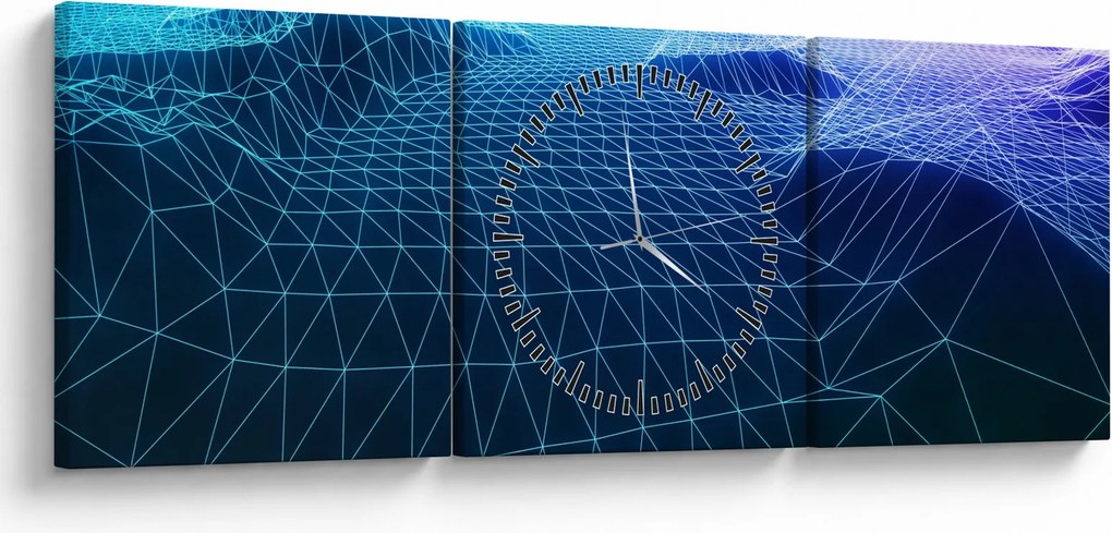 Obraz - Hory v počítačovom modeli (s hodinami) (90x30 cm)