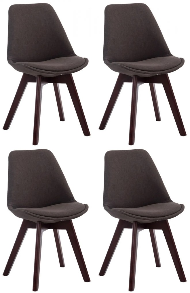 Stolička Borne V2 látka (SET 4 ks), drevené nohy orech - Tmavo sivá