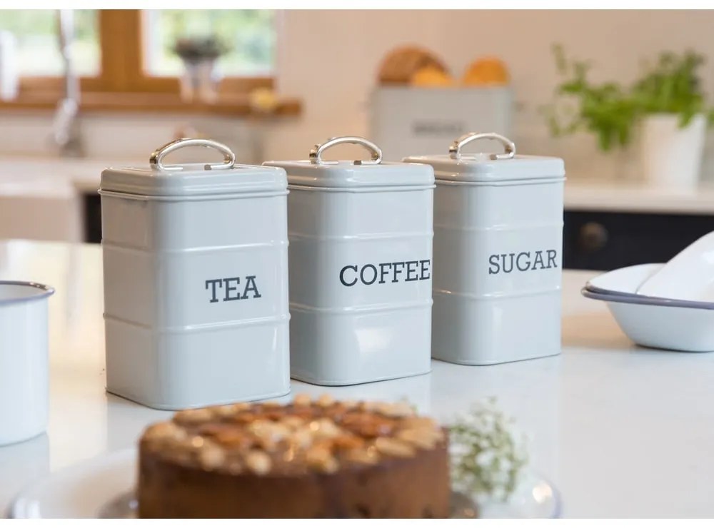 Sivá plechová dóza na cukor Kitchen Craft Nostalgia