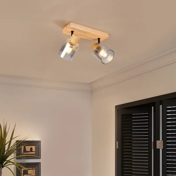 Brilagi - Bodové svietidlo HYGGE 2xE14/15W/230V drevo/dymové