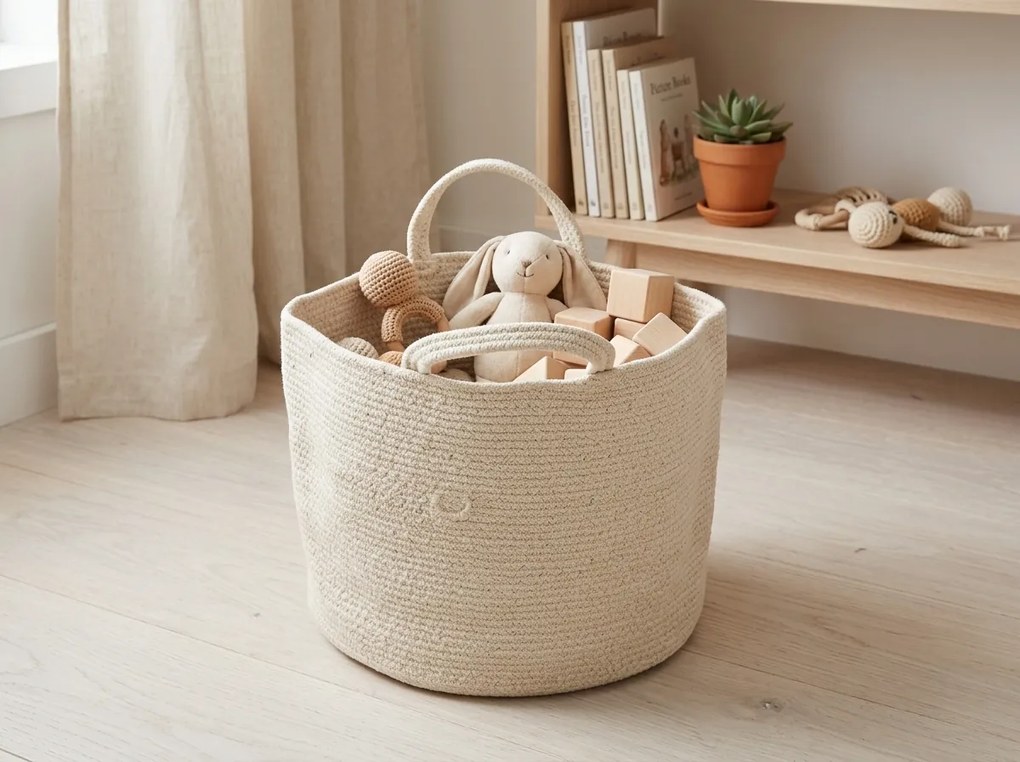 Úložný kôš s úchytmi COTTON HAVEN 35x35 cm - viac farieb Farba: Zelená