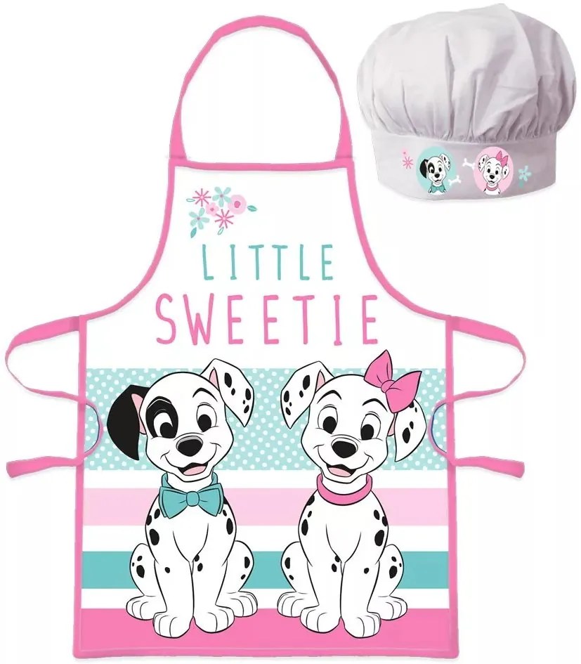 Detská zástera s kuchárskou čiapkou Disney - 101 dalmatíncov - 2 diely - pre deti 3 - 8 rokov