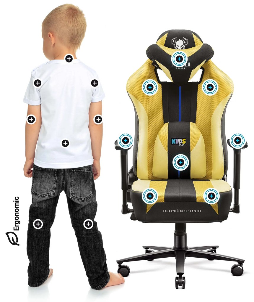Detské látkové herné kreslo Diablo X-Player 2.0 Kids Size: dark sunflower / žltá Diablochairs