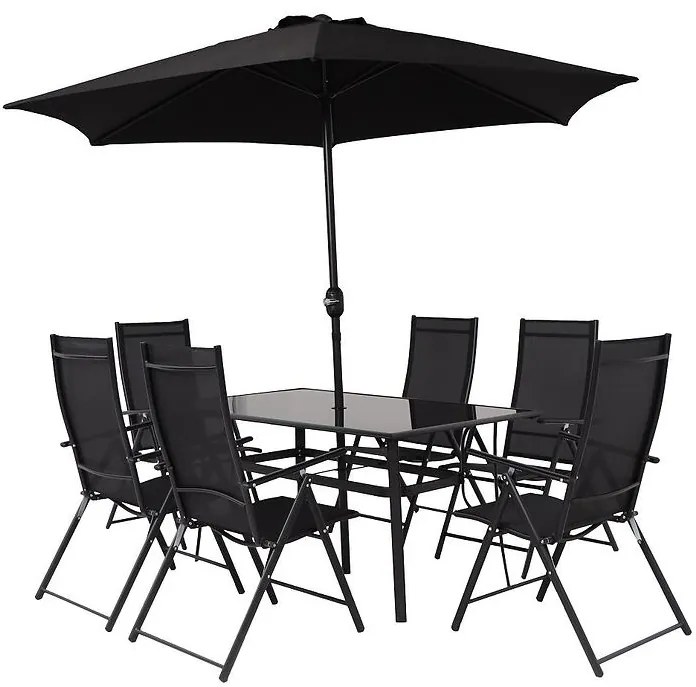 Komplet záhradného nábytku Norah čierna so slnečníkom