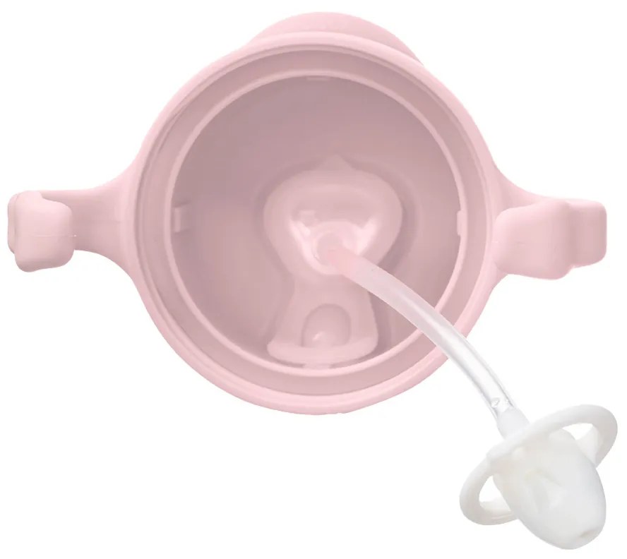 Hrnček so slamkou - ružový 240 ml