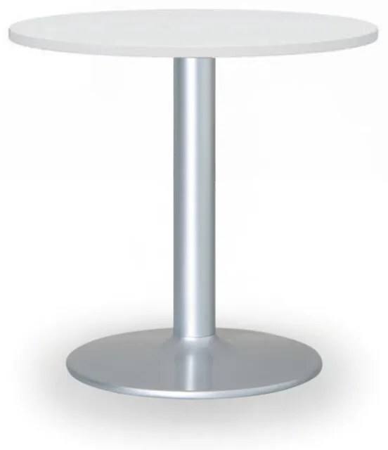 Konferenčný stolík ZEUS II, priemer 60 cm, sivá podnož, biela
