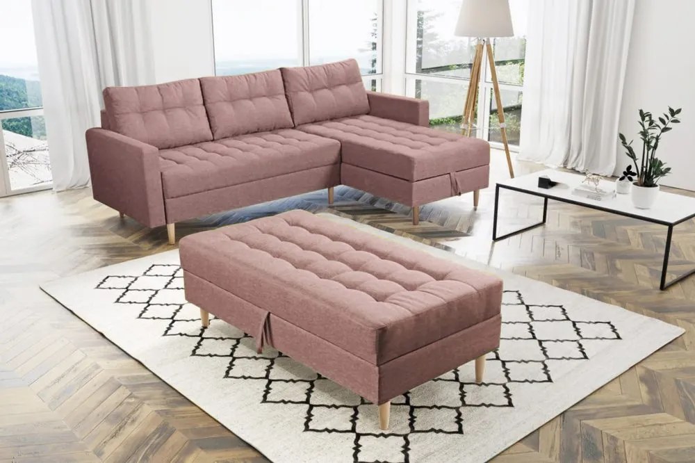 Furniture Sobczak Rohová sedacia súprava Pires s taburetom - Zelená