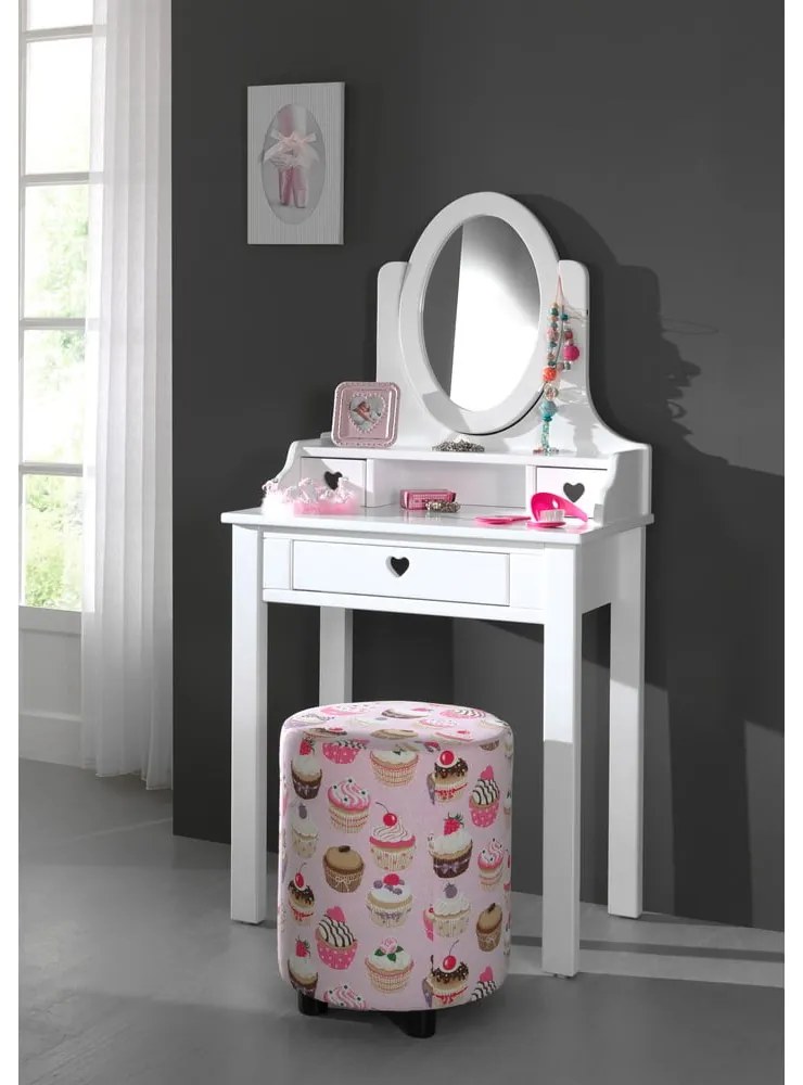 Biely toaletný stolík Vipack Amori, výška 136 cm