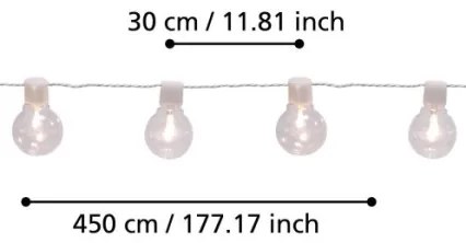 Eglo 900238 - LED Vonkajšia dekoračná reťaz PARTAJ 16xLED/0,064W/24V IP44 biela