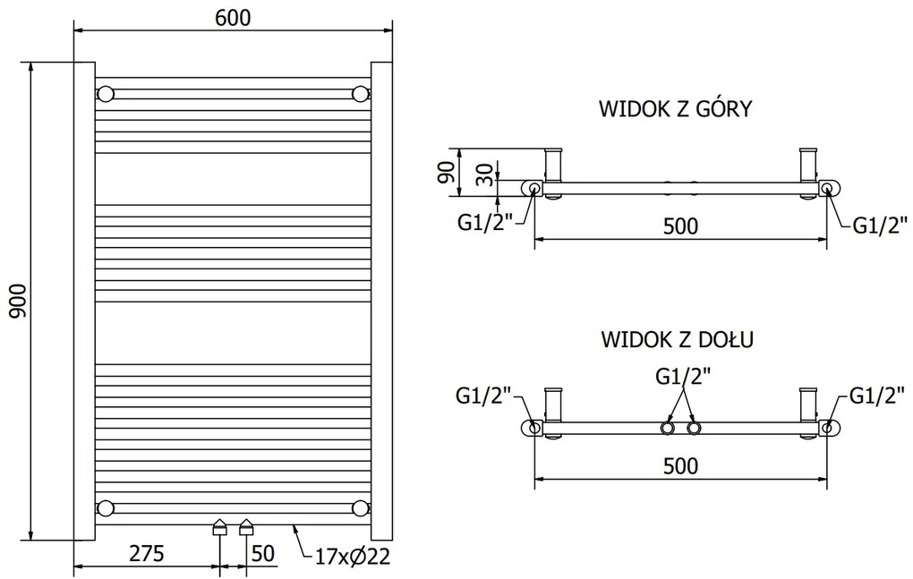 Mexen Mars, elektrické vykurovacie teleso 900 x 600 mm, 400 W, biela, W110-5900-600-6400-20
