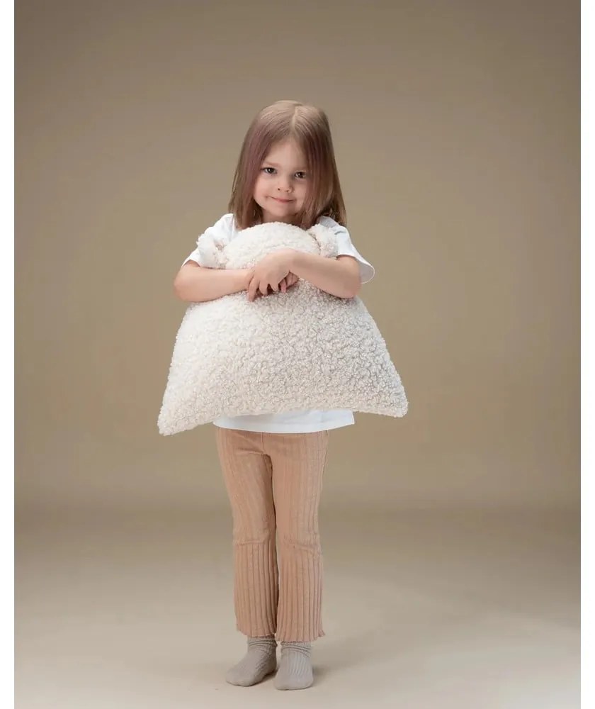 Krémový detský pohovkový vankúš z textílie buklé Bear – Wigiwama