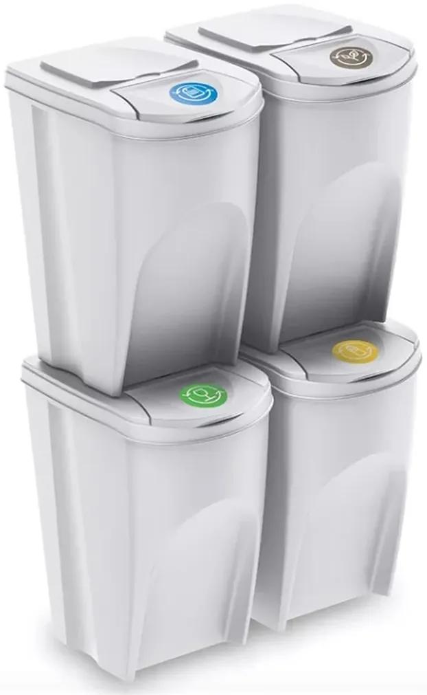 Prosperplast SORTIBOX Sada 4 odpadkových košov, 4x35l, biela IKWB35S4