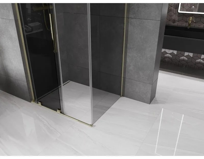 Mexen Velar L, sprchový kút s posuvnými dverami 120 x 85 cm, 8mm šedé sklo, zlatá lesklá, 871-120-085-43-50