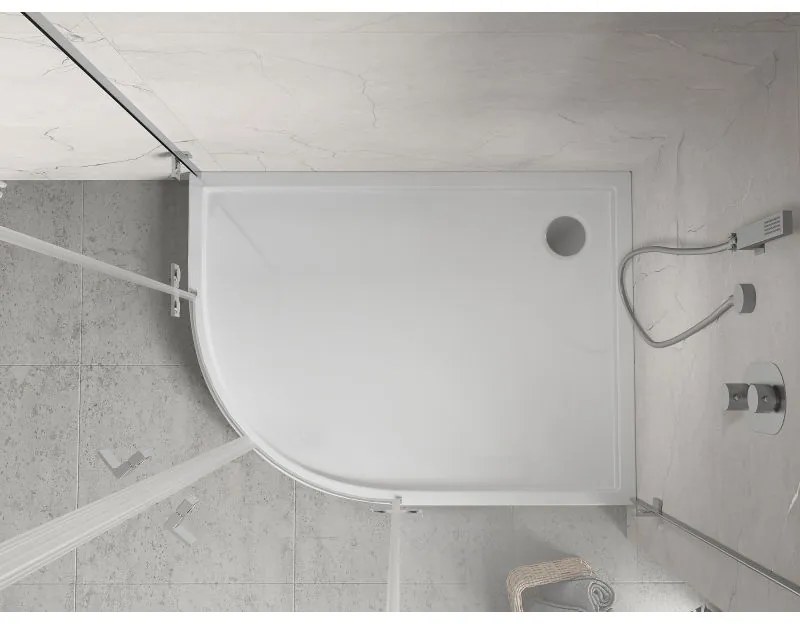 Mexen Flow+, štvrťkruhová asymetrická sprchová vanička, pravá, 100 x 90 cm, biela lesklá, 46Q109010RH