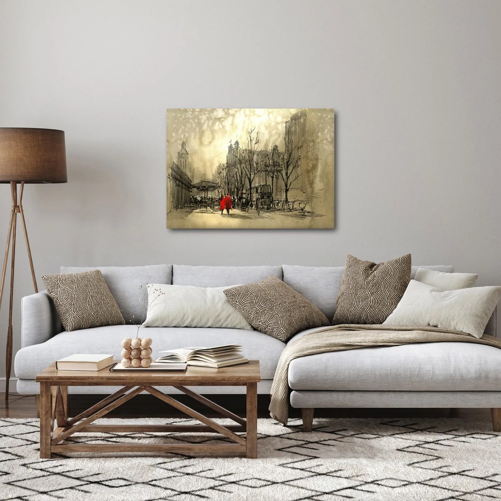 Obraz - Skica mestečka (70x50 cm)