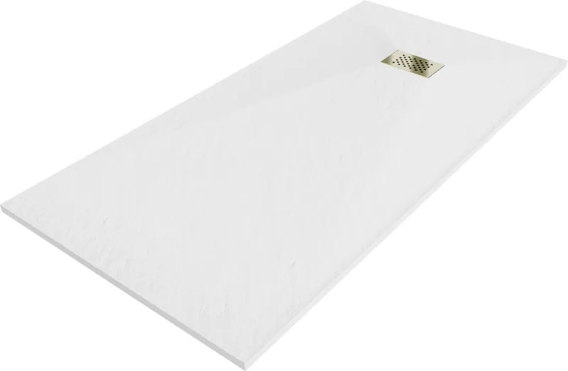 Mexen Hugo, obdĺžniková sprchová vanička SMC 170 x 90 cm, biela, zlatá krytka, 42109017-G