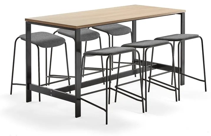 Zostava rokovacieho nábytku: Stôl Various + 6 stoličiek Attend, antracit