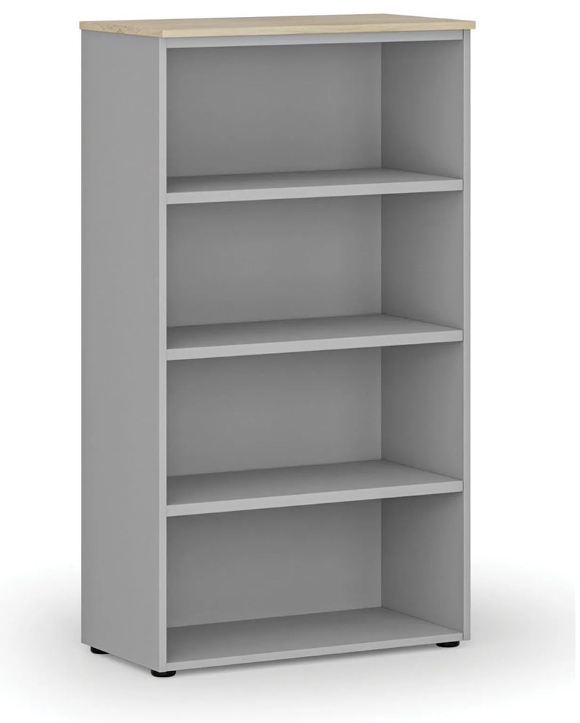 Kancelársky regál PRIMO GRAY, 800 x 420 x 1434 mm, sivá/dub prírodný