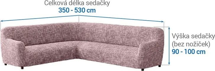 Bielastické poťahy GRAFITI NOVÉ gaštanovo hnedé rohová sedačka (š. 350 - 530 cm)