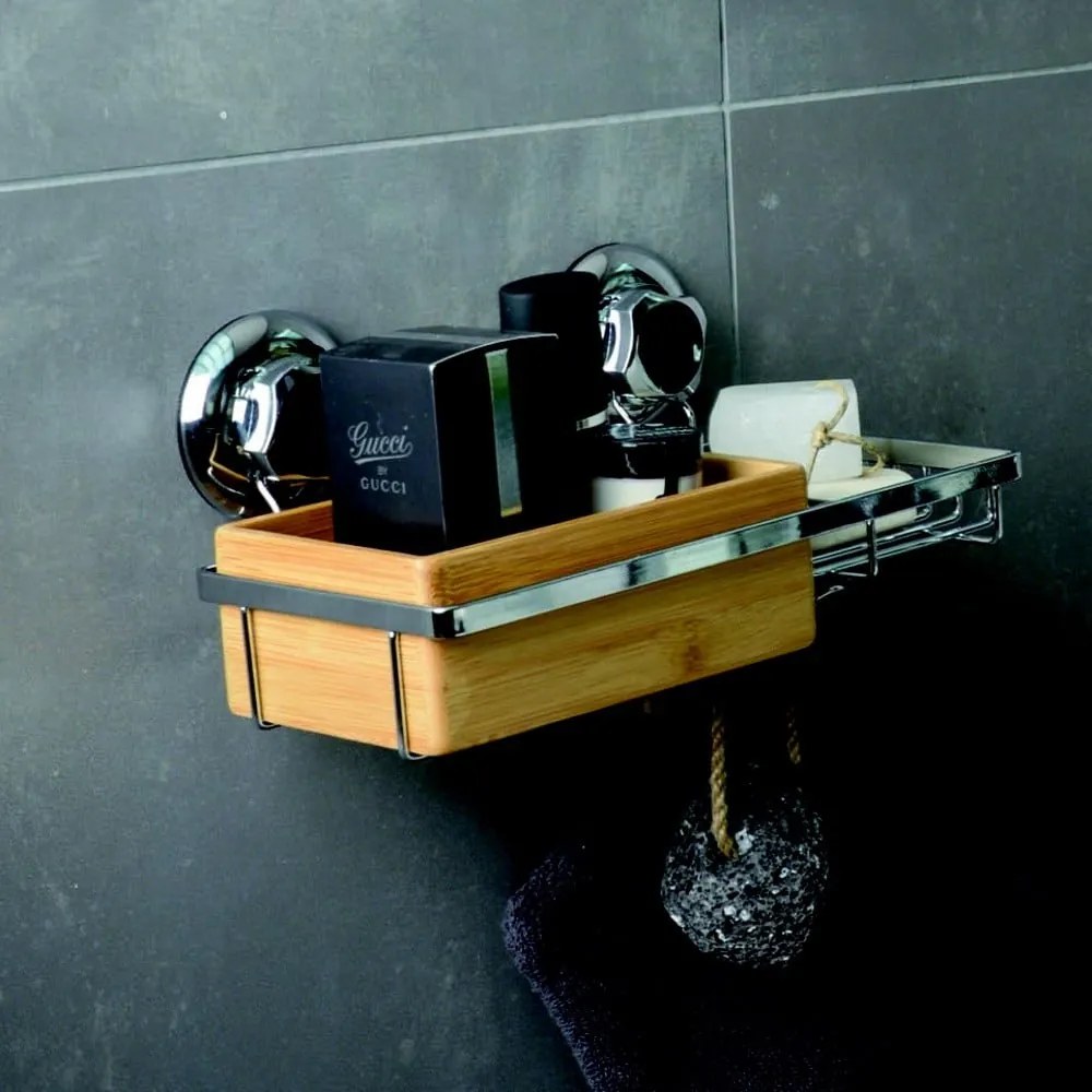Bambusový nástenný košík s miskou na mydlo Compactor Spa