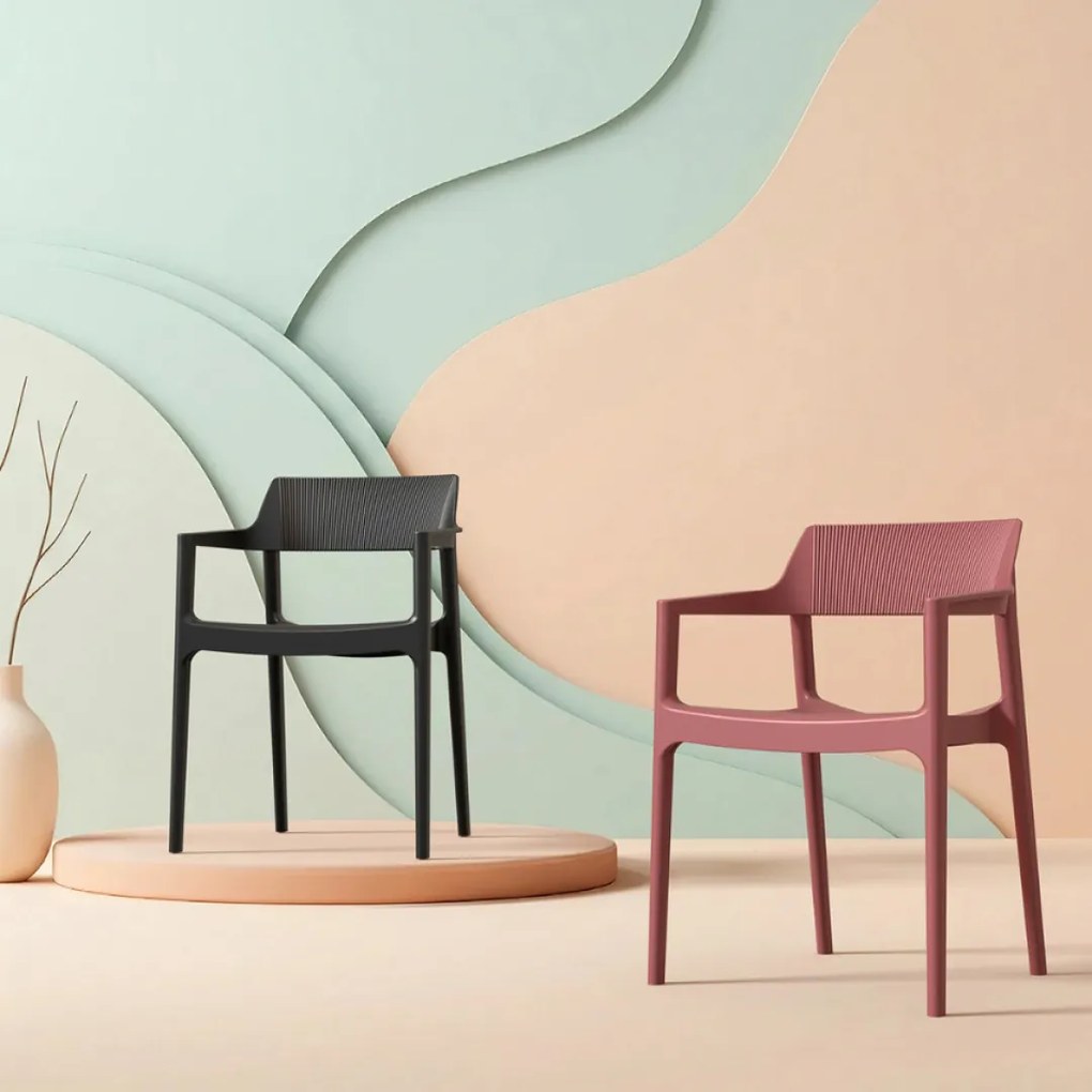 TULUM záhradná stolička s podrúčkami marsala