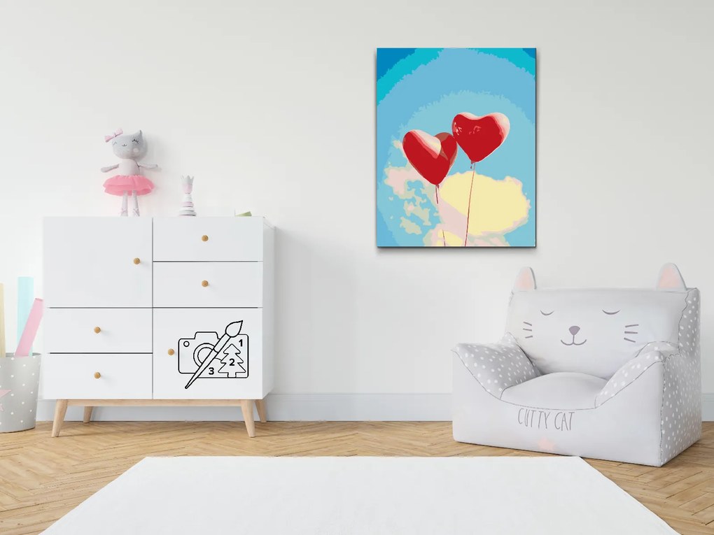 Gario Maľovanie podľa čísel Balóniky v tvare srdca Rozmery: 60 x 80 cm, Rámovanie: S vnútorným rámom