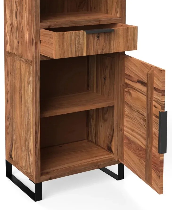 furniture-nabytek.cz - Masivní vitrína Sydney z akáciového dřeva, lakovaná, hnědá – 50×45×185 cm