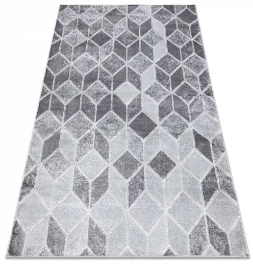 Moderný MEFE koberec B400 vzor kocka, 3D, tmavo-sivý