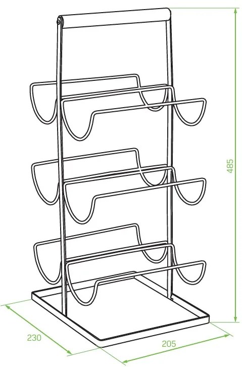 Laveo Oslo, stojan na fľaše vína, 6ks, čierna-hnedá, LAV-ELS_700A