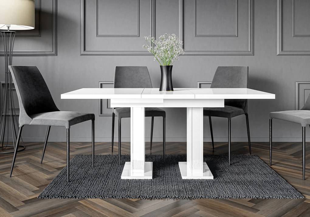 Jedálenský stôl Gilnar (lesk biely) (pre 4 až 6 osôb). Vlastná spoľahlivá doprava až k Vám domov. 1055171