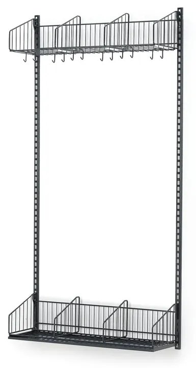 Nástenný vešiak so stojanom na topánky TRÅD, základná sekcia, 900x2000 mm, tmavošedá