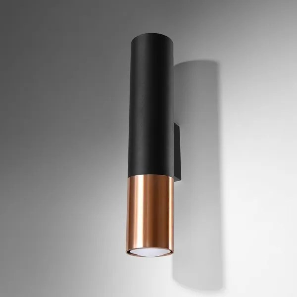 Sollux SL.0944 - Nástenné svietidlo LOOPEZ 2xGU10/10W/230V čierna/meď