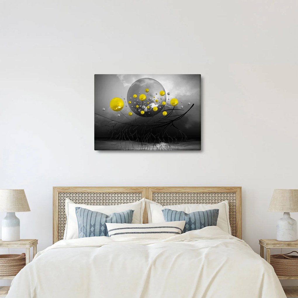 Obraz - žlté abstraktné gule (70x50 cm)