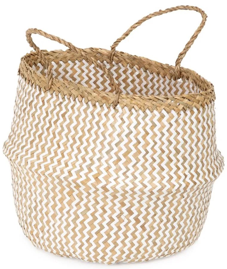 Svetlý úložný košík z morskej trávy Compactor Zic Zac, ⌀ 35 cm