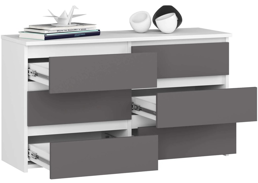 Komoda CL6 100 cm biela/grafitovo sivá