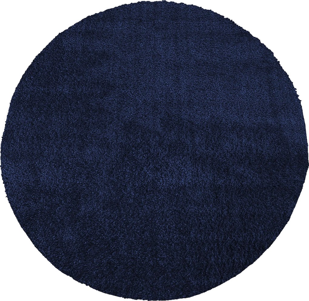 DY Okrúhly tmavomodrý shaggy koberec Kamel Rozmer: 140 cm