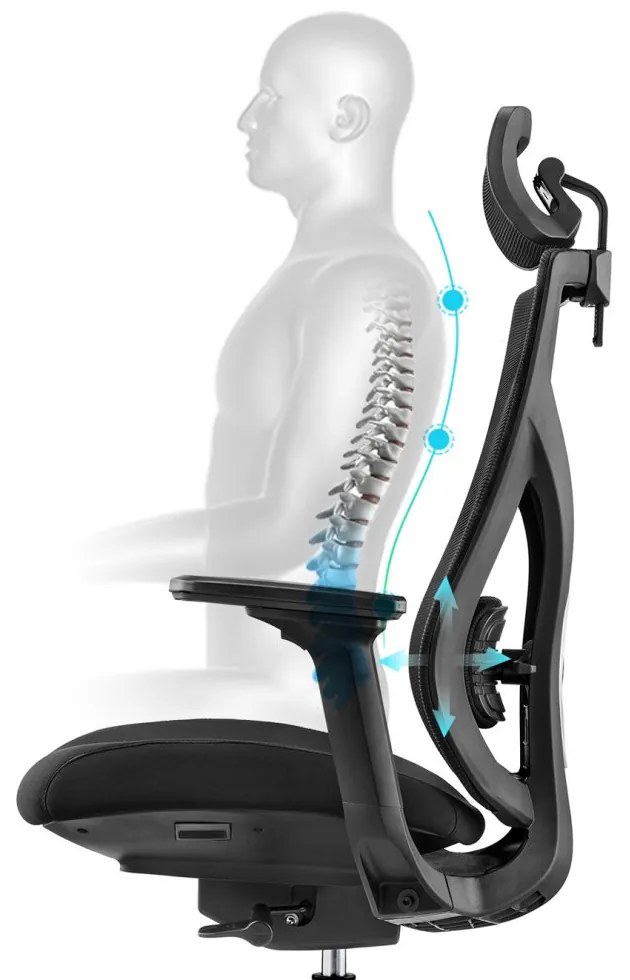 Kancelárska ergonomická stolička Neoseat THOMAS — čierna, nosnosť 150 kg